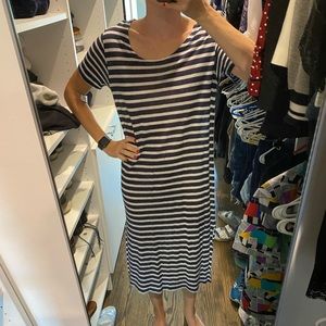 Monrow Blue and White Striped Linen Dress